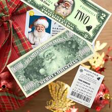 30 piezas/paquete Conjunto de paquetes de regalo perdidos de Papá Noel, Bolsas de regalo de paquete perdido de Papá Noel, Boletos de lotería de Navidad con suerte, Monedas conmemorativas de billetes de Papá Noel, Identificación de la OTAN de Papá Noel, Licencia de conducir, Tarjeta bancaria, Suministros de fiesta de cumpleaños de coleccionistas de fotos, No se requiere electricidad