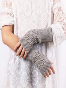 1 Pair Hollow Lace Long Gloves Arm Sleeves Fingerless Gloves Leaf Pattern For Computer Use - Multicolor - View 8