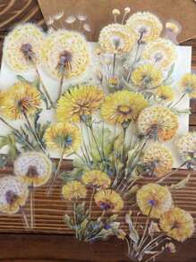 10 张/包复古大尺寸贴纸套装：蒲公英、贝壳光泽、闪光效果，适用于日记、剪贴簿、装饰和 DIY - 彩色 - 查看 4