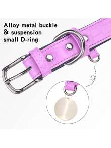 1 件耐用可调节 PU 皮革宠物狗项圈，防变形鳄鱼皮基本宠物项圈。 - 藕粉色 - 查看 5