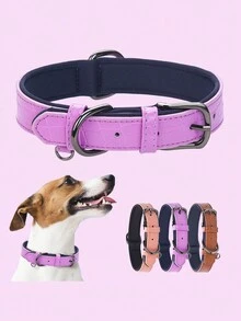 1 件耐用可调节 PU 皮革宠物狗项圈，防变形鳄鱼皮基本宠物项圈。 - 藕粉色 - 查看 1