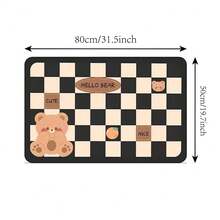 1 tấm thảm nhà tắm hình bầu dục có họa tiết kẻ caro gấu, thảm sàn mềm mại chống trượt bằng đất diatomit thấm hút, thích hợp sử dụng tại lối vào phòng tắm trong nhà - Nhiều màu - Xem 2