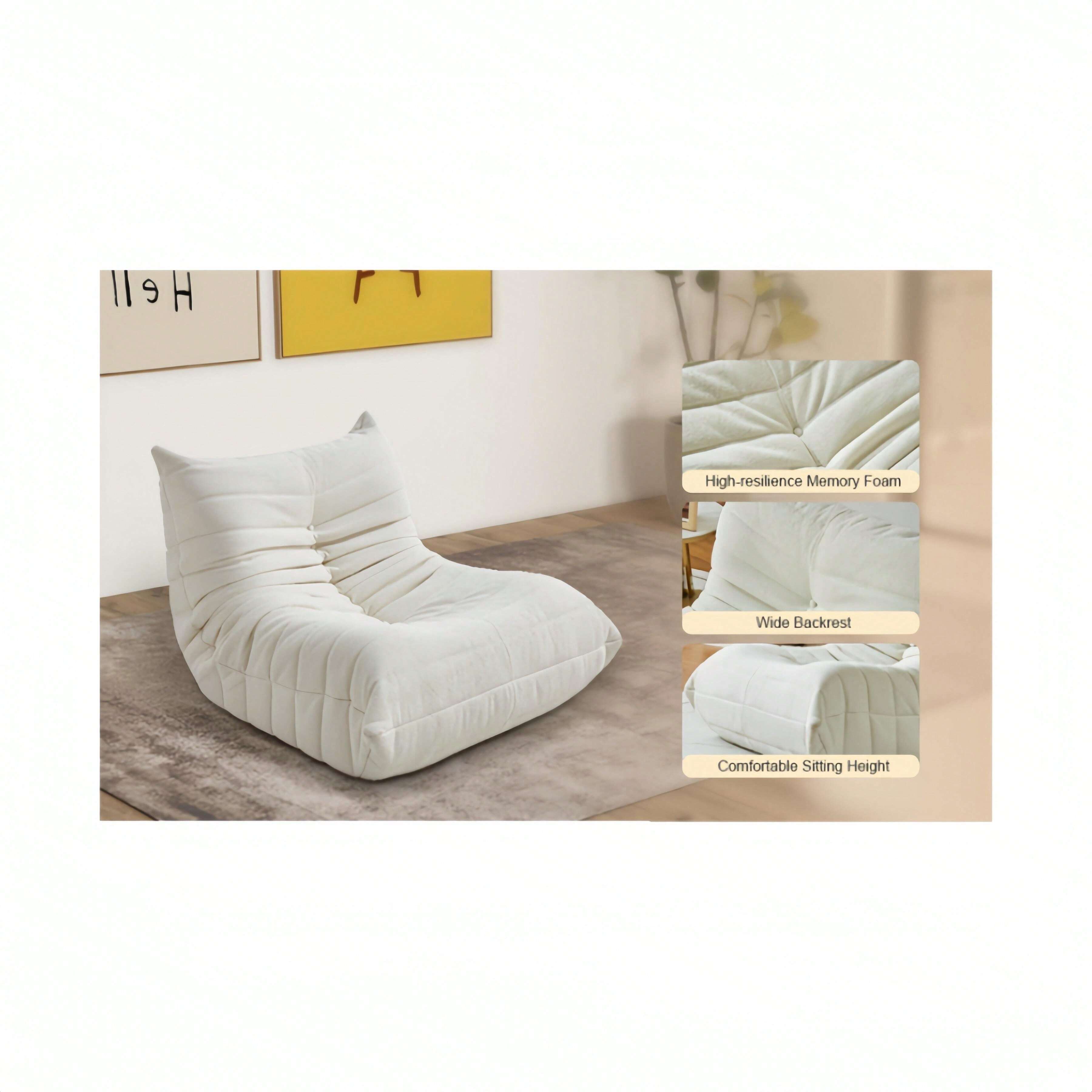 Stylish Fireside Chair Set, Ergonomic Lazy Floor Sofa, No Installation