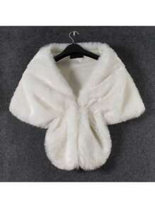 1 pieza Elegante chal de novia de mujer de piel sintética larga para cubrir, accesorio de ropa para mantener el calor