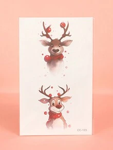 1 件圣诞卡通贴纸临时纹身防水防汗一次性纹身贴纸男女适用脸部、颈部、手臂身体艺术假纹身 - 彩色 - 查看 5