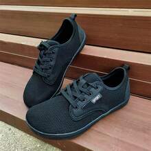 全新男式宽版赤足鞋时尚运动休闲鞋户外轻便透气四季大码多功能步行跑步运动鞋 - 黑色 - 查看 1