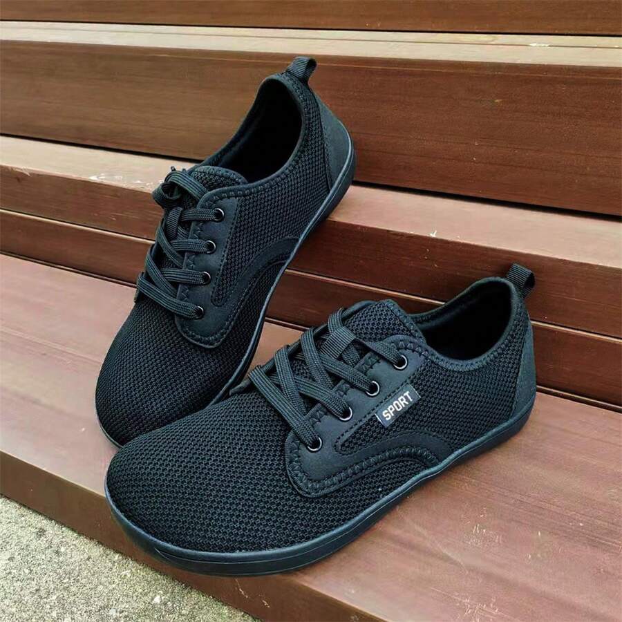 全新男式宽版赤足鞋时尚运动休闲鞋户外轻便透气四季大码多功能步行跑步运动鞋 - 黑色 - 查看 1