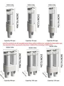 Wall-Mounted Cup Holder, Paper Cup Rack Near Drinking Water Dispenser, Countertop Storage Caddy For Disposable Cups - Milky White - View 2