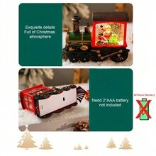 1 件圣诞礼物水晶盒氛围复古 LED 灯火车圣诞老人饰品圣诞快乐装饰适用于家庭派对圣诞节（不含电池）圣诞装饰圣诞礼物感恩节圣诞树装饰饰品圣诞灯卧室装饰家居装饰派对装饰节日节日房间装饰 - 彩色 - 查看 5
