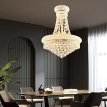 23 Inch 13 Light Empire Style Crystal Chandelier, High Ceiling Chandelier - Silver - View 8