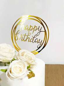 10 件生日快乐亚克力蛋糕装饰，生日蛋糕装饰，派对装饰，现代字母形状蛋糕装饰，生日派对装饰、家人和朋友的完美礼物 - 多色 - 查看 9