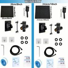Shower Head Combo, 10 Inch High Pressure Rain Shower Head With 9 InchAdjustableExtension Arm And 3 SettingsHandheld Showerheads, WithShower BodySprays, Powerful Shower Spray Against Low PressureWater With Long 78 Inch Hose - 黑色 - 查看 2