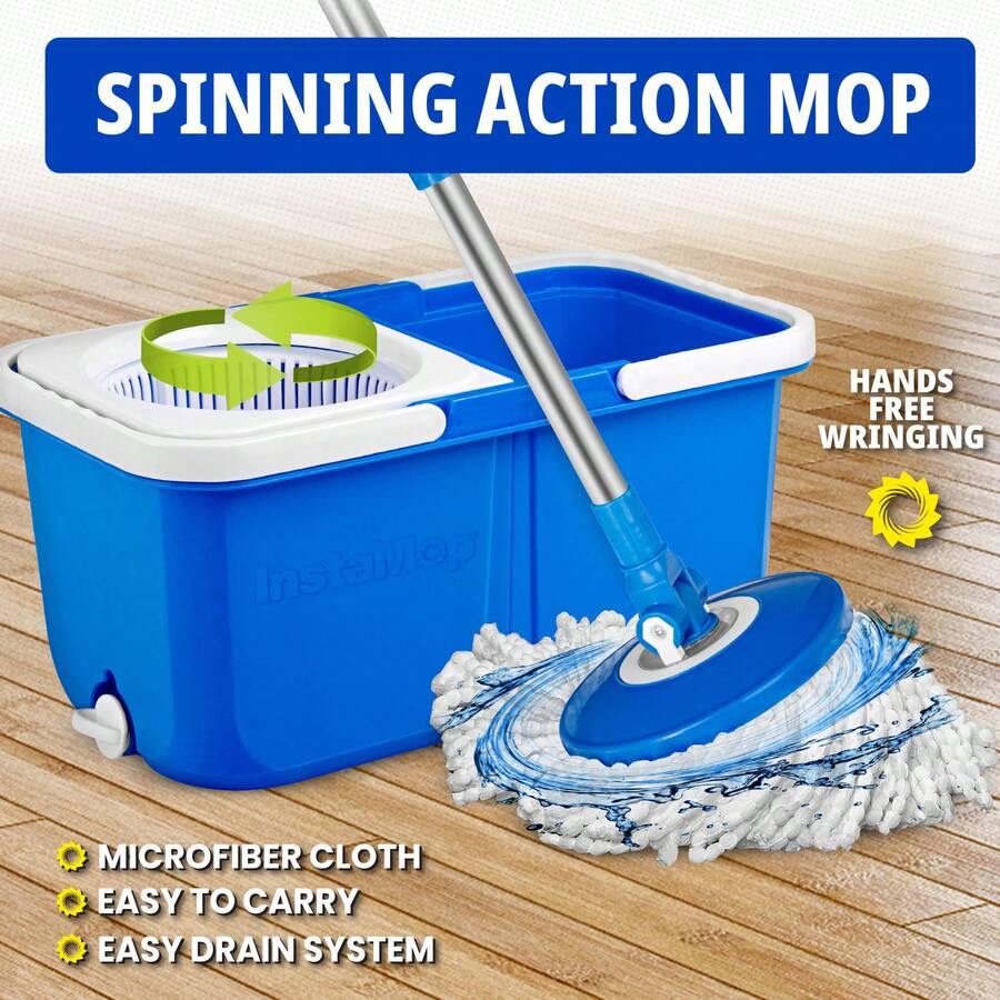 Lightweight Spin Mop And Bucket With Wringer Microfiber Mop Head Floor