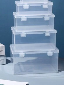 1pc Rectangular Fishing Tackle Transparent Plastic Storage Box, Jewelry Parts Accessories Elements Tool Organizer Box With Flip Cover, Clear Plastic Box For Electronics Components, Hardware, Toy Parts - Clear - View 3