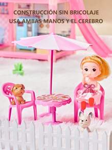 Casa De Muñecas Castillo De Princesa Rosa Con Muebles Led - Rosa - Ver 5