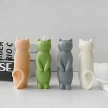 1 件 DIY 3D 小猫硅胶模具，适用于石膏装饰品和香薰蜡烛 - 可爱猫咪工艺工具 - 白色 - 查看 2