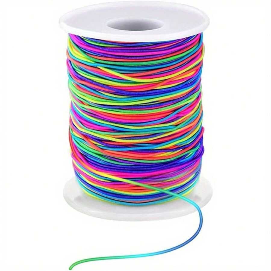 1/2 cuộn dây đàn hồi xâu hạt cầu vồng, dây vòng tay co giãn 50m/10m, dây đàn hồi cầu vồng bền bỉ dùng để làm đồ trang sức tự làm, vòng cổ, xâu hạt và đồ thủ công trang trí Giáng sinh - dây đàn hồi - Xem 1
