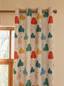 1pc Minimalist Digital Print Colorful Cloud Blackout Decorative Curtain (220g/M²) - Beige - View 7