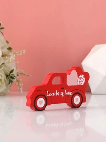 1pc Red Wooden Romantic Car Decor With Heart Ornament, Suitable For New Year, Spring Festival, Home Decor, Spring/Summer Decor, St. Patrick's Day Decor, Easter Decor Best Gifts Valentine's Day Birthday - Multicolor - View 3