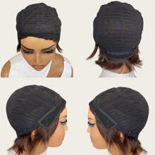 Brązowa Peruka Pixie Cut Z Grzywką - 150% Gęstości Brazylijskich Ludzkich Włosów, Bez Kleju, Całkowicie Wykonana Maszynowo, Prosty Styl Bob Dla Wszystkich Kobiet