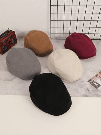 1 pièce Béret homme couleur unie , bord large réglable, style japonais décontracté, convient aux vacances et à l'assortiment