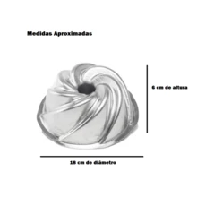 Kit 3 Decorated Molds With 1 Spiral Volcano Mold With Hole + 1 Gummed Swiss Pie Mold + 1 Gummed Ballerine Heart Mold Strong Aluminum IGF 987 - Silver - View 3