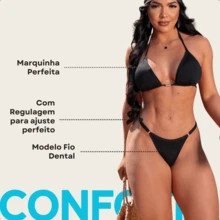 Triangle Bikini Thong Panty With Padded Butt Beach Summer Exclusive Bikini - Black - View 3