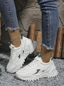 女士时尚百搭系带轻便运动鞋 - 白色 - 查看 2
