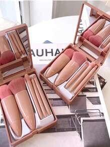 Personalized Name Picture 5 Makeup Brush Set Travel With Mirror Eyeshadow Loose Powder Blush Brush Makeup Concealer Brush Beauty Tools