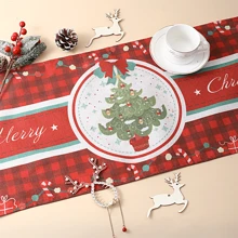 1 件圣诞派对桌布、印花图案桌面装饰垫、长条家用厨房装饰桌布、圣诞装饰亚麻桌旗。 - 彩色 - 查看 14