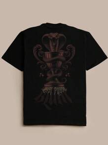 Last Place Snake Cobra T-Shirt Streetwear Skate Blouse Shirt Unisex Men Women 100% Cotton Top Premium Streetwear New Release Fast Shipping Various Colors!! Plus Size - 黑色 - 查看 1