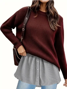 1pc Adjustable Elastic Waist Extender Dress Shirt Hem Extender For Women - Black and White - View 2