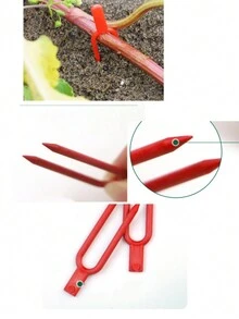 10 CÁI Nĩa hình chữ U ép cây dâu tây, cây dưa hấu chậm cố định, Nĩa nhựa ép cây dâu tây, Nĩa ép cây giống dưa và trái cây, Thanh cây nho hình chữ U, Giá đỡ cây xanh thích hợp để trồng cây và hoa, Nĩa cố định, Hỗ trợ trồng cây mọng nước - Đỏ - Xem 6