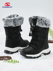 HOBIBEAR 1 双青少年雪地靴，高帮户外鞋，平底多功能靴，带内衬，保暖，防滑，防水，适合步行、校园、户外、冬季穿着 - 黑色 - 查看 4