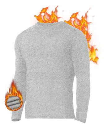 Men Thermals Long Sleeve Undershirt Warm Thermal Lined Base Layer Thermal Tops Long John Shirts For Men BK L Black, Fall / Winter