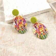 1 Pair Handmade Soft Clay Earrings, Bright Color Matching Earring Pendant, Suitable For Women Wedding Party, Daily Wear, Festival Gift
