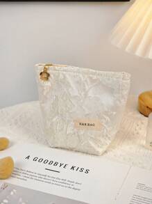 1 Túi đựng mỹ phẩm đơn giản màu trắng họa tiết hoa, thời trang và giản dị, dung tích lớn, có khóa kéo, túi đựng mỹ phẩm du lịch và nghỉ dưỡng cần thiết để đựng băng vệ sinh, miếng lót, tai nghe có dây, tai nghe chụp tai, tai nghe chụp tai, sạc điện thoại, son môi, mỹ phẩm, nước hoa, sản phẩm chăm sóc da và làm đẹp, dành cho mẹ, phụ nữ, y tá, quà Giáng sinh, túi nhỏ, ví cầm tay/túi xách nhỏ, hộp đựng mỹ phẩm, túi đựng cọ trang điểm, túi mini, túi dung tích lớn, quà Giáng sinh, túi đựng mỹ phẩm, đồ dùng du lịch thiết yếu - trắng - Xem 10