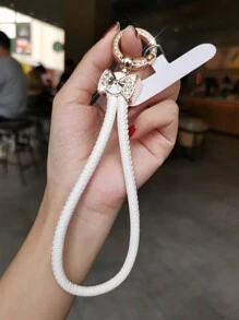 水钻蝴蝶结皮革腕带，女士时尚手机挂绳短款奢华装饰 - 彩色 - 查看 20