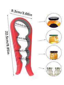 Dụng cụ mở nắp chai nhựa chống trượt đa năng 4 trong 1, dụng cụ mở nắp lon/lọ sáng tạo - Đỏ - Xem 1