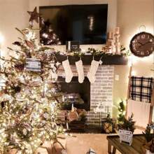 1 chiếc tất Giáng sinh, tất đan cỡ lớn, đồ trang trí tiệc Giáng sinh cho gia đình, sợi đan, đồ trang trí tường nhà, túi đựng kẹo, vỏ tất, túi quà hình thoi, móc treo tất, vỏ tất Giáng sinh - Nhiều màu - Xem 4