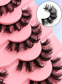 Asiteo 5 Pairs Of Dolls Moisturizing Crossed Cartoon Style Wet False Eyelashes, Fluffy Curly False Eyelashes, Durable And Reusable, Suitable For Daily Makeup And Special Occasions - Lông mi Manga nhọn - Xem 5