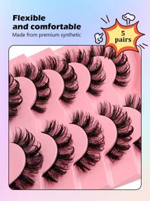 Asiteo 5 Pairs Of Dolls Moisturizing Crossed Cartoon Style Wet False Eyelashes, Fluffy Curly False Eyelashes, Durable And Reusable, Suitable For Daily Makeup And Special Occasions - Lông mi Manga nhọn - Xem 6