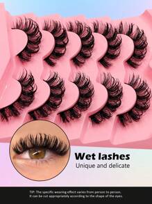 Asiteo 5 Pairs Of Dolls Moisturizing Crossed Cartoon Style Wet False Eyelashes, Fluffy Curly False Eyelashes, Durable And Reusable, Suitable For Daily Makeup And Special Occasions - Lông mi Manga nhọn - Xem 4
