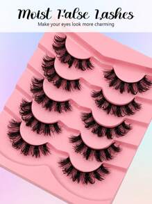Asiteo 5 Pairs Of Dolls Moisturizing Crossed Cartoon Style Wet False Eyelashes, Fluffy Curly False Eyelashes, Durable And Reusable, Suitable For Daily Makeup And Special Occasions - Lông mi Manga nhọn - Xem 7