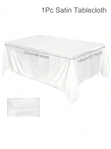 1/2 Pcs White Satin Polyester Tablecloth, Wedding Decor Tablecloth, Party Decor Tablecloth, Rectangular Solid Color Smooth Fabric Tablecloth, Suitable For Wedding, Birthday, Banquet, Bridal Shower, Bachelorette Party, Christmas, Halloween, New Year, Kitchen Dining Table Decor, Home Decor, Indoor/Outdoor Decor (Multiple Sizes Available: 145*220cm/259cm) - White - View 11
