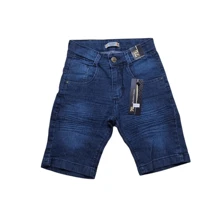 MEN'S JEANS SHORTS FOR CHILDREN FROM 04 TO 16 - 深色水洗藍 - 查看 1