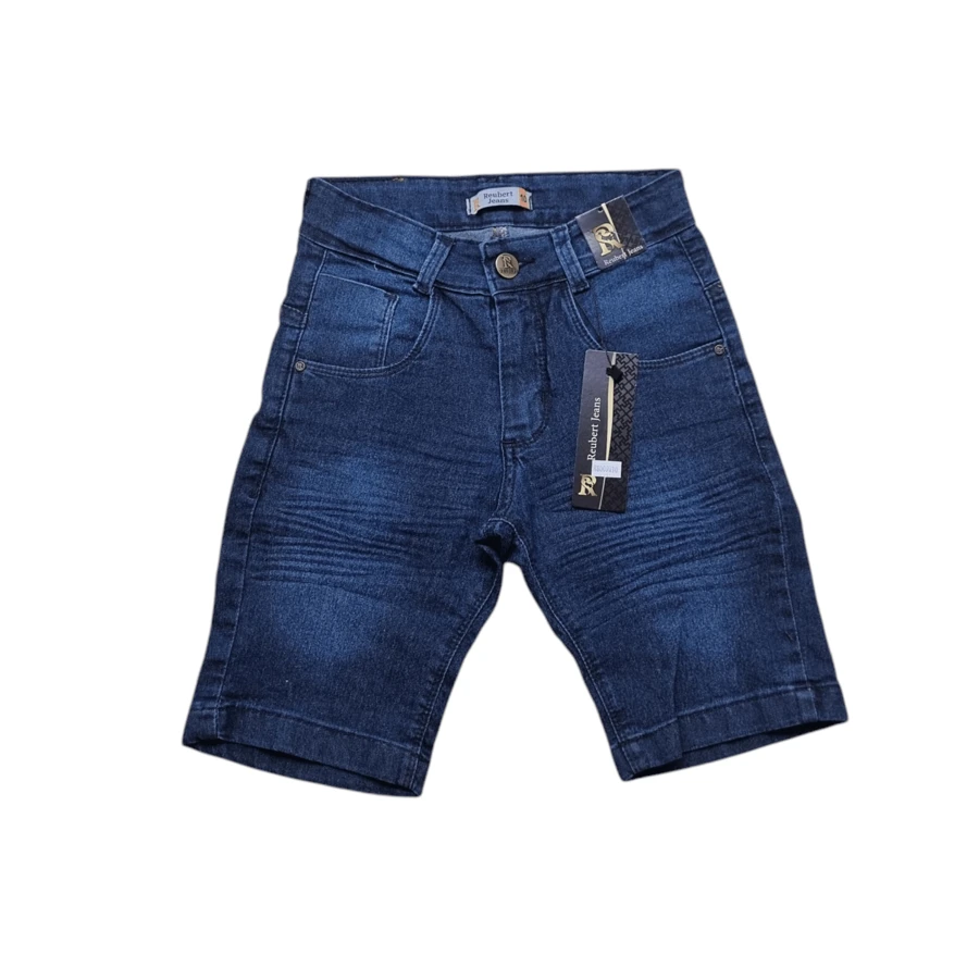 MEN'S JEANS SHORTS FOR CHILDREN FROM 04 TO 16 - 深色水洗藍 - 查看 1