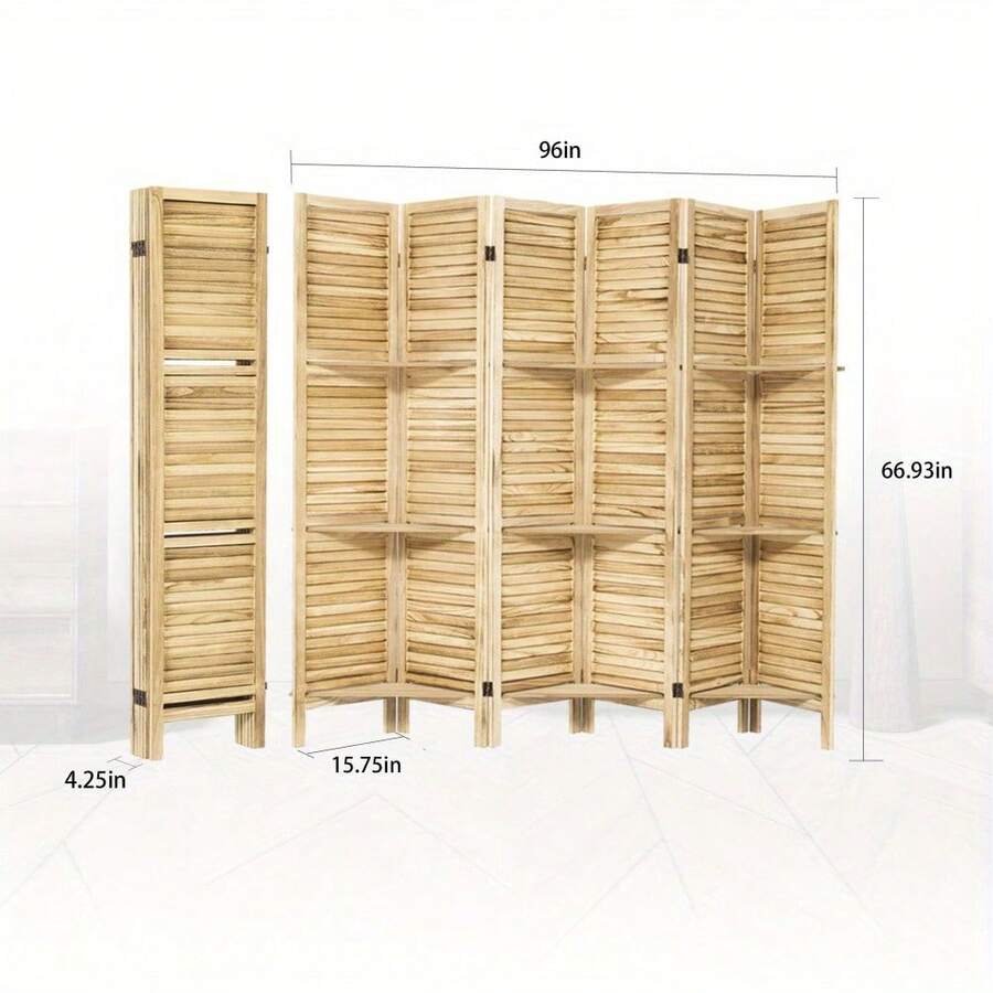 Room Divider 6 Panel, Wood Folding Room Divider Screen, Room Divider