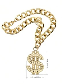 1 件 53 厘米可調節金色美元符號吊墜項鍊適合寵物、攝影道具 - 金色 - 查看 5