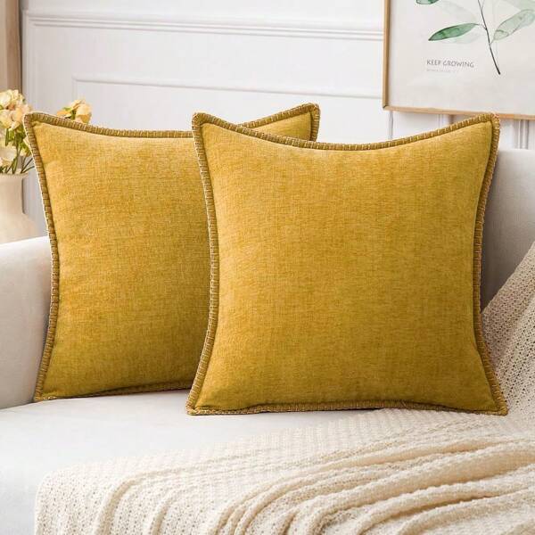 1pc Soft, Comfortable And Skin-Friendly Double-Sided Chenille Pillow Cover With Sewn Edges (Excluding Filling), Suitable For Spring/Summer Farmhouse Velvet Pillow, Decorative Square Pillow Case For Sofa And Bed